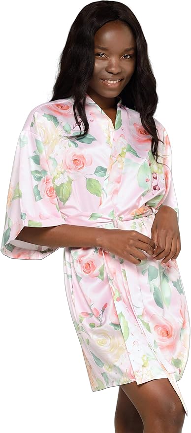 Turquaz Women's Bride Bridesmaids Silky Robe Satin Kimono Robes for Women Lingerie