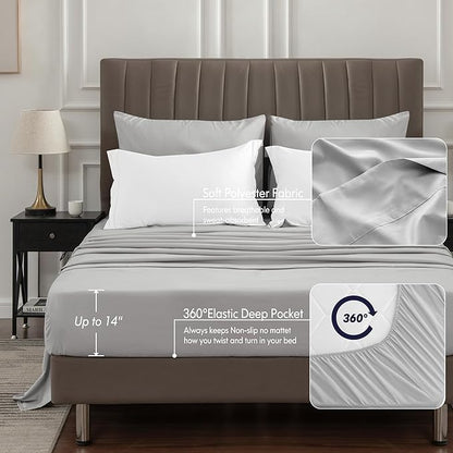 BEDELITE Twin XL Comforter Set 5 Pieces Bed in A Bag - Soft Microfiber Reversible Twin Extra Long White Bed Set with Comforters, Sheets, Pillowcase & Sham, Cozy Bedding Sets for College Dorm Room