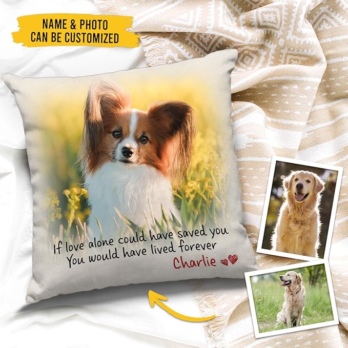 Pawfect House Personalized Pet Memorial Pillow (Insert Included), Cat Loss Sympathy Gift, Custom Photo in Loving Memory Pillow, Pet Loss Bereavement Gifts, Dog Memorial Gifts for Loss of Dog