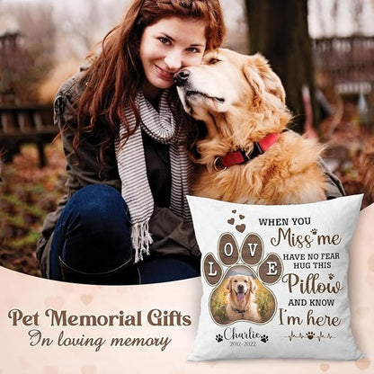 Personalized Pet Photo Memorial Throw Pillow (Insert Included), Loss Of Dog Sympathy Gift, Pet Pillows Photo, Dog Memorial Gift For Loss Of Dog, Dog Pillows, Throw Pillow Cover, Photo Pillow