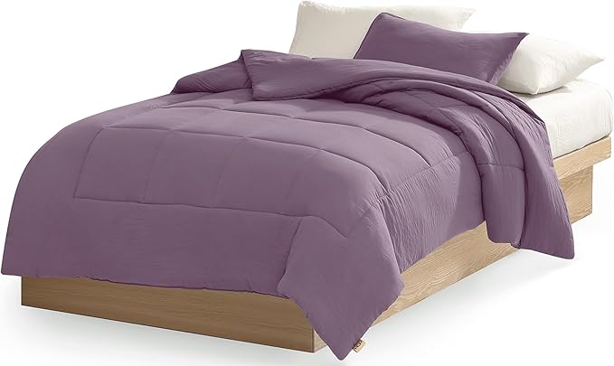 UGG Leonora Comforter Set with 1 Pillow Sham Lightweight Down Alternative Blanket Reversible All Season Washable and Hypoallergenic Bedding Set for College Dorm, Twin/Twin XL, Purple Shadow