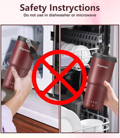Kepwam T3 Self-Heating Travel Mug 20oz, Temperature-Controlled Coffee Warmer Mug, Smart Travel Mugs Keep Coffee Drinks Hot, Heated Cup Great for Driver Outdoor Fits Car Cup Holders