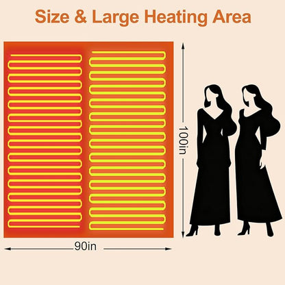 Heated Blanket Electric Blanket King 90"x100" Dual Control Flannel Heating Blanket with 12 Heat Levels 12H Timer Auto Shut-Off Overheat Protection Soft & Cozy Machine Washable