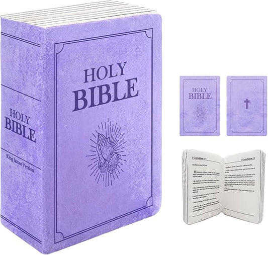 The Holy Bible Pillow Plush- Book Shape, Openable, Cozy Faith Bible Pillow Christian Bible Verse Pillow (Purple)