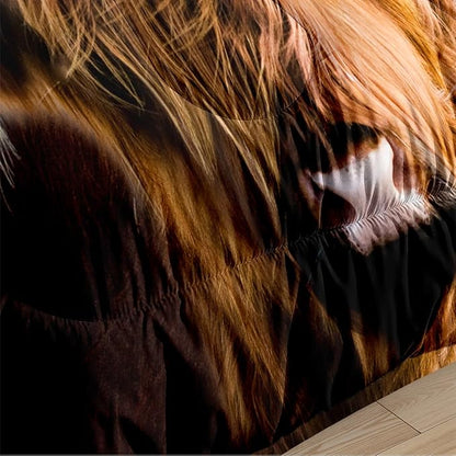 Cow Bedding Comforter Set King Size,Brown Western Qulited Comforter for Adult Men Bedroom Decor,3 Pcs 2 Pillowcases/104 * 90