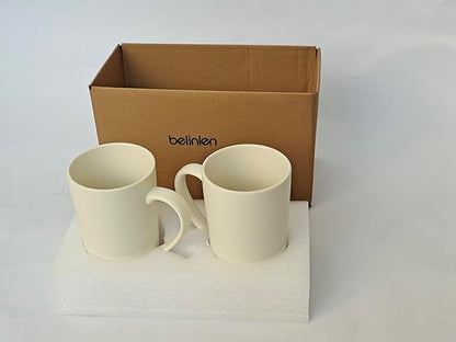 2 Pack 16 OZ Coffee Cup Simple Pure White Ceramic Cup Plain Large Tall White Ceramic Milk Tea Coffee Mug with Handle