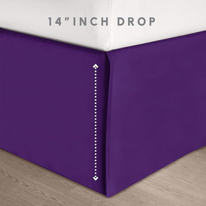 Elegant Comfort 8-Piece Pinch Pleated Comforter Set - All Season Complete Bed in a Bag, Includes 4pc Smart Sheet Set, Bed Skirt, Comforter, Matching Pillowcases and Shams, Twin/Twin XL, Purple
