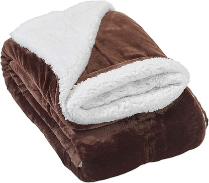 Genteele Sherpa Throw Blanket Super Soft Reversible Ultra Luxurious Plush Blanket, 60 x 70 inches, Brown/White