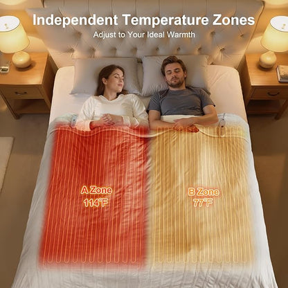 Electric Blanket King Size Dual Control - Heated Blanket with 5 Heat Settings, 10 Hours Auto Off, Overheat Protection, Washable Heating Blankets Gift for Mom 100" x 90", White