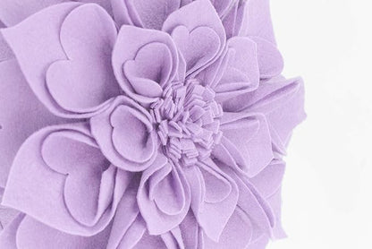 Fennco Styles Handmade 3D Heart-Shaped Petals Flower Decorative Filled Throw Pillow 13" Round - Lilac Floral Pillow for Couch, Home Décor and Holiday, Housewarming Gift