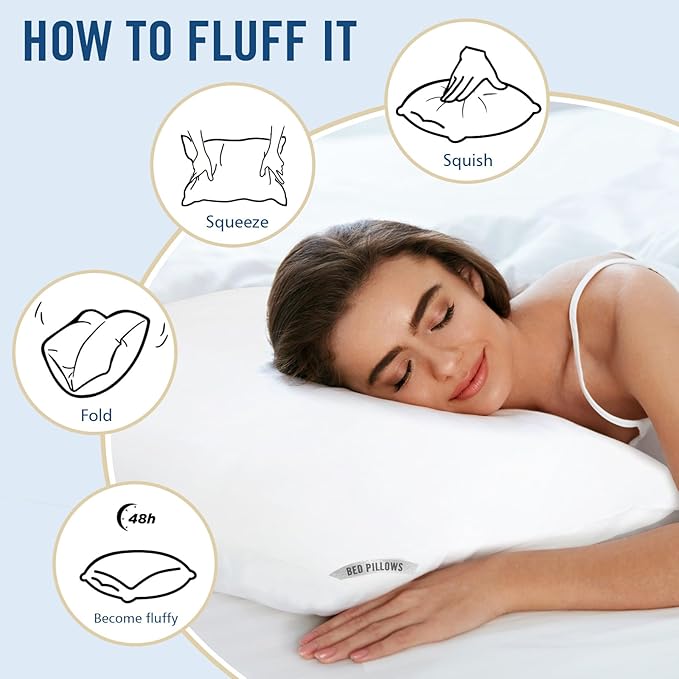 Luxury Hotel Pillows for Sleeping 2 Pack,Bed Pillows Standard Size Set of 2,Down Alternative Filling,Pillows for Back,Stomach and Side Sleepers
