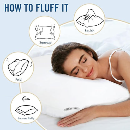 Luxury Hotel Pillows for Sleeping 2 Pack,Bed Pillows Standard Size Set of 2,Down Alternative Filling,Pillows for Back,Stomach and Side Sleepers
