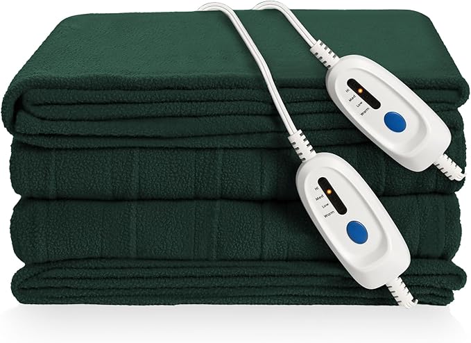 Electric Heated Blanket Queen Size 84"x90" Microplush Cover Blanket 4 Heat Settings & 10 Hours Auto Off, Cozy & Breathable, Warm All Night, Grass Green