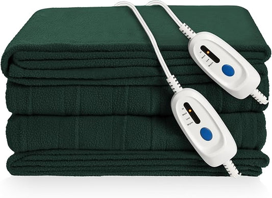 Electric Heated Blanket Queen Size 84"x90" Microplush Cover Blanket 4 Heat Settings & 10 Hours Auto Off, Cozy & Breathable, Warm All Night, Grass Green