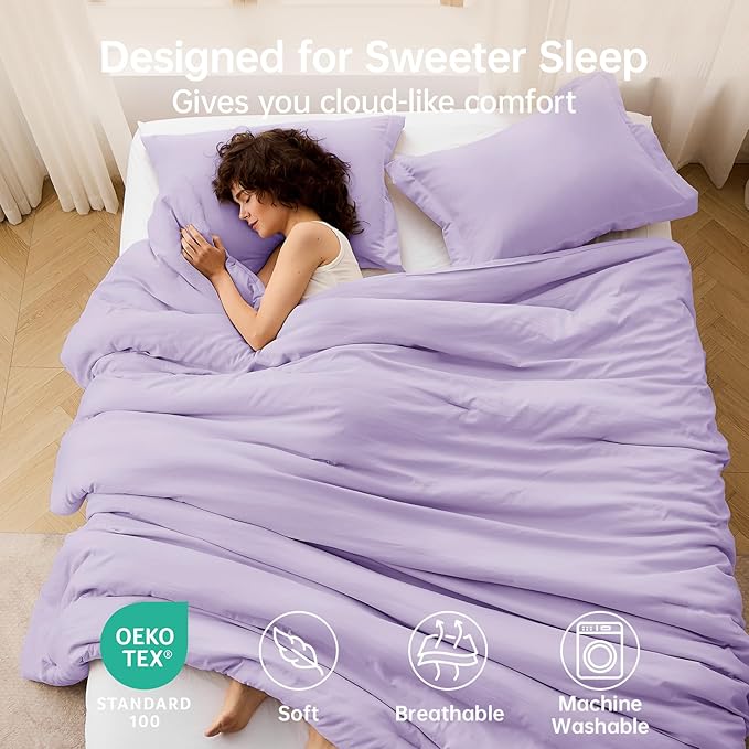 MUXHOMO Full Comforter Sets, All Season Ultra Soft Down Alternative Bedding - 3 Piece Lightweight Bed Set Includes 1 Comforter (82"x86") and 2 Pillow Shams (20"x26"), Crystal Purple