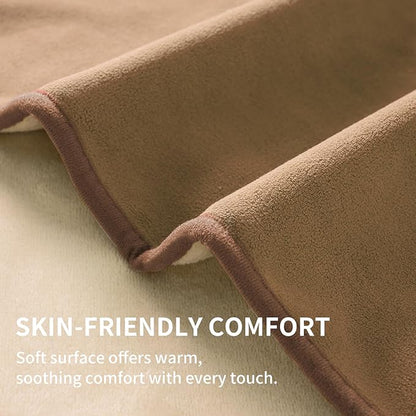 QiyI Waterproof Blanket for Bed King Size, Washable Reversible Bed Cover, Large Leakproof Stain-Resistant Furniture Protector for Travel & Camping, 80"x90", Brown/Tan