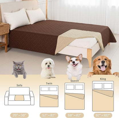 BOCTOPUG Dog Bed Cover for Pets Blankets Rug Pads for Couch Protection Waterproof Bed Covers Dog Blanket Furniture Protector Reusable Changing Pad (Brown+Beige, 40"x60")
