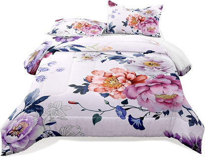 Raphus cucullatus Purple & Pink Floral Comforter Set - King Size, Includes Comforter, Quilt, Bedding Set
