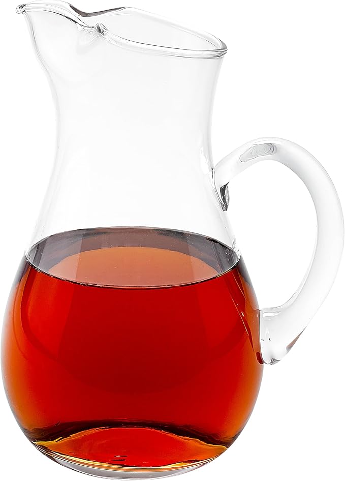 Badash Zeus Crystal Glass Pitcher with Classic Handle and Pinched Spout - 36 oz, 10" Tall