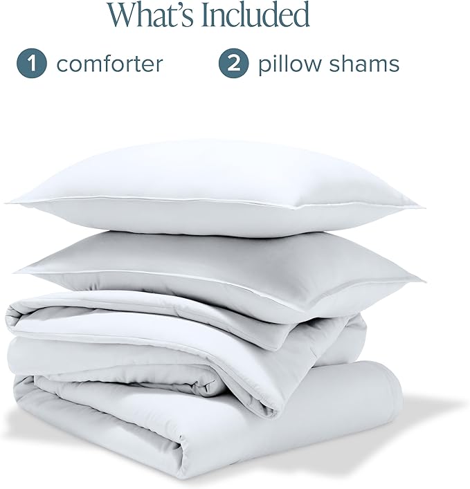 Bare Home Comforter Set - Full Size - Ultra-Soft - Goose Down Alternative - Premium 1800 Series - All Season Warmth Comforter (Full, White)