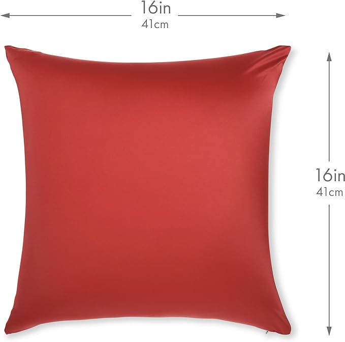 PILLOWY 16" x 16" Throw Pillow - Maroon: 1 PCS Luxurious Premium Microbead Pillow with 85/15 Nylon/Spandex Fabric. Forever Fluffy, Outstanding Beauty & Support. Silky, Soft & Beyond Comfortable