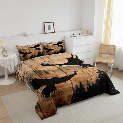 Feelyou Eagle Print Comforter Set Twin for Girls Women Teens Adult,Kids Boys Hawk Wildlife Hunting Theme Bedding Set, Western Farmhouse Comforter Soft Quilt Set, with 1 Pillowcase 2Pcs Bedding