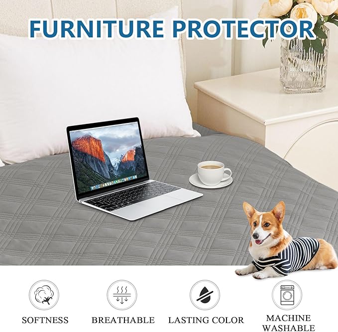 hyha Waterproof Dog Blanket, Reversible Pet Bed Blanket, Soft Sofa Couch Cover for Dogs Washable, Waterproof Pet Couch Covers for Sofa Puppy Cats Furniture Protector(40"x50", Grey/Light Grey)