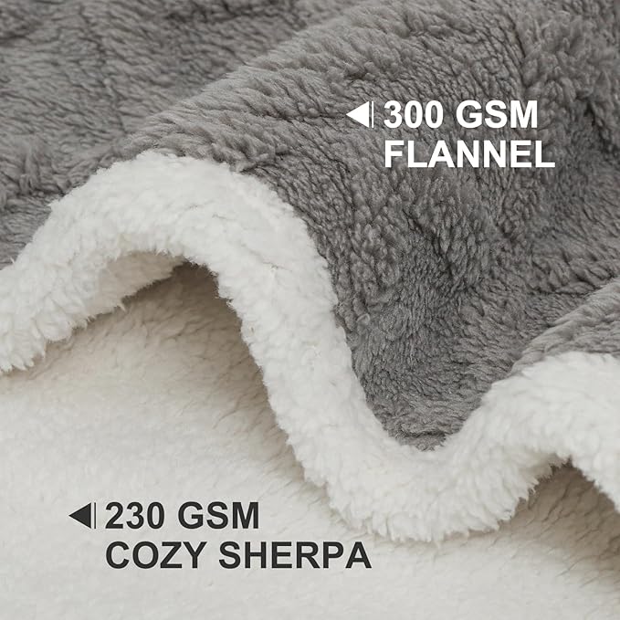BEAUTYZOO Waterproof Dog Blankets for Medium Large Dogs Washable- Reversable Dog Blanket for Furniture, Sofa, Couch, Crate, Car- Soft Sherpa Dog Throw Plush Pet Bed Blanket Cat Puppy, 32"x40" Grey