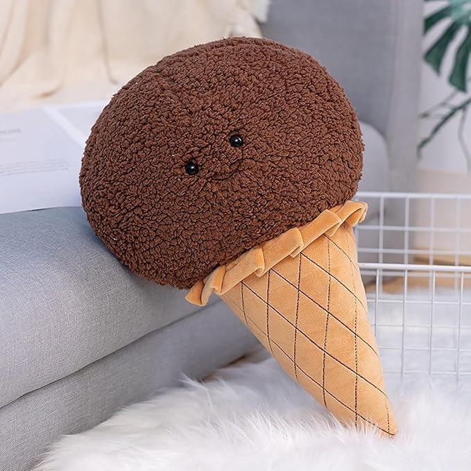 Five-Color Ice Cream Pillow - Soft and Skin-Friendly Fabric, Meticulous Craftsmanship (Brown)