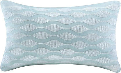 Harbor House Modern Design Decorative Pillow Hypoallergenic Sofa Cushion Lumbar, Back Support, Oblong 12" x 20", Maya Bay, Cotton Blue