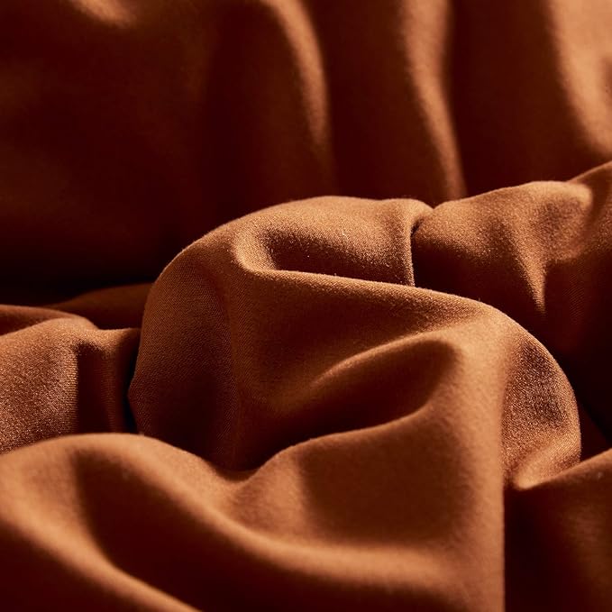 Luxlovery Rust Comforter Set King Burnt Orange Bedding Comforter Set Caramel Bedding Set Solid Color Rust Orange Bedding Set Queen Bed Cozy Soft Breathable Red Bronze Bedding Comforter for Women Men