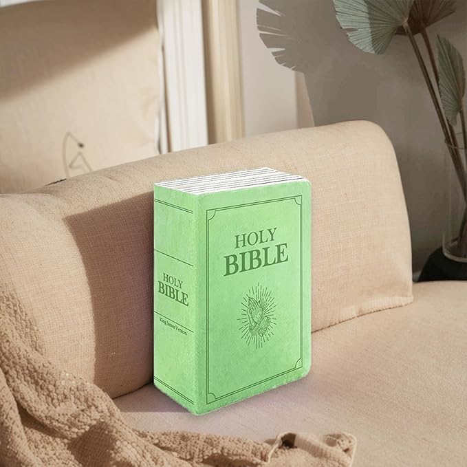 The Holy Bible Pillow Plush- Book Shape, Openable, Cozy Faith Bible Pillow Christian Bible Verse Pillow (Green)