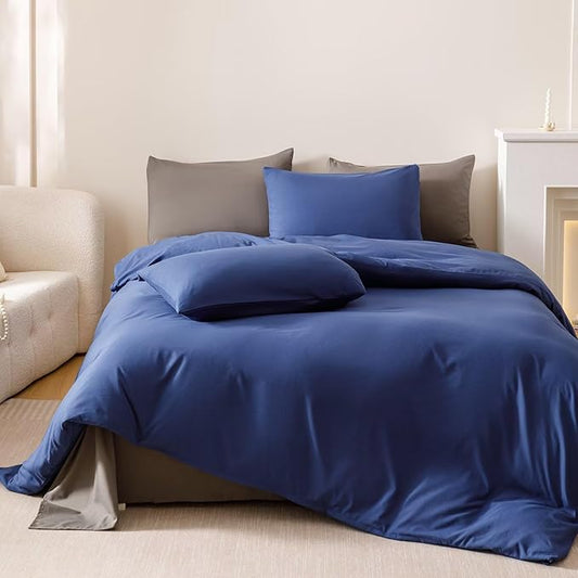 Cottonight Royal Blue Comforter Sets Full Bright Blue Bedding Comforter Full Size Quilts Blanket Ultra Soft Breathabe Solid Bedding Set for Women Men Adults Teens
