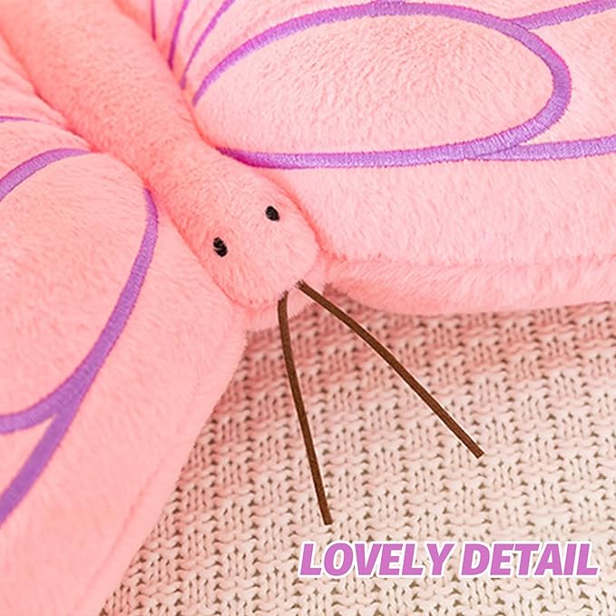 PEACH CAT Butterfly Pillow Decorative Butterfly Shaped Throw Pillows 16" x 12" Soft Plush Cushion Decor for Bedroom Living Room Sofa Couch Pink