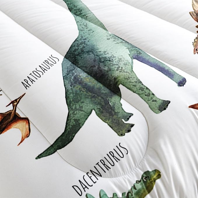 Dinosaur Comforter Set for Kids Teens and Adults King Size，Dinosaur Printed Quilt Set for Bedroom Soft Microfiber All Season Print Quilt Set with 1 Comforter and 2 Pillow Case