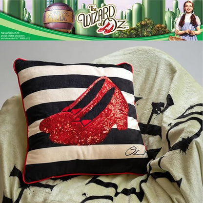 Collectibles The Wizard of Wicked Witch Ruby Slippers Sequin Bedding Super Soft Plush Decorative Throw Pillow, 16 in X 16 in, (Officially Licensed Product) by Franco