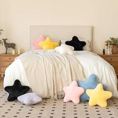Star Pillow, Decorative Throw Pillow with Plush for Couch, Cute Decor Pillows for Bed, Aesthetic Star Shaped Pillow Fun Cushion for Sofa Living Room (Goose Yellow, 19.6 Inches)