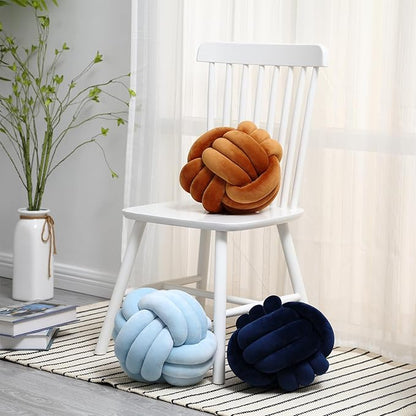 Petrella Knot Pillows Ball Round Throw Pillows Home Decor Cushion Decorative Aesthetic Throw Pillows，Caramel 11inch