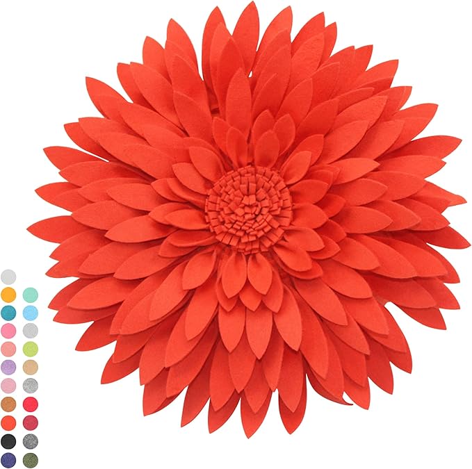 Contempo Lifestyles 3D Daisy & Sunflower Decorative Pillow - Couch & Bed Flower-Shaped Pillow, Coral - Gift for Her