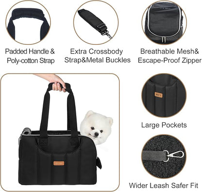 Dog Purse Carrier for Small Dogs Cats Rabbits Up to 13lbs, Lightweight Pet Sling Carriers with Crossbody Strap, Portable Puppy Soft Sided Tote Bag Carrier for Vet,Hiking,Travel Black