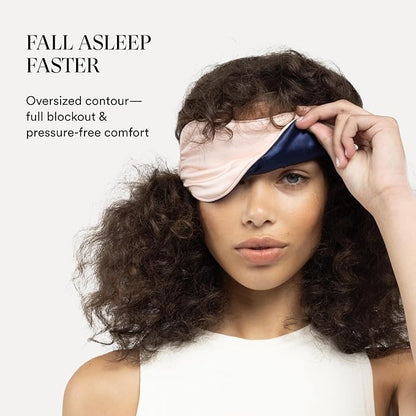 Clementine Mulberry Silk Sleep Mask | Full Blackout Contoured Eye Mask for Sleeping | Organic & Non-Toxic | Oversized Night Blindfold | Hypoallergenic & Frizz-Free Eye Cover for Deep Sleep