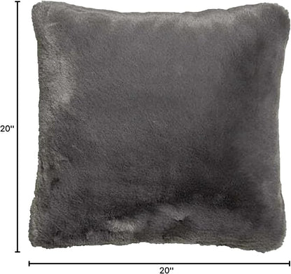 UnHide Squish - Faux Fur Pillow - Extra Soft Throw Pillow - Square Shaped Pillow, Polyester Fill - Machine Washable - Perfect for Living Room, Bedroom, or Guest Room - 20” x 20” - Charcoal Charlie