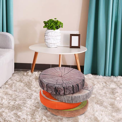 HYSEAS Decorative Round Throw Pillow, 3D Digital Print Comfortable Kids Funny Cute Wood Log Forest Decor Seat Cushion for Home, Couch, Sofa, Bedroom, Living Room, Dark Gray Stump, 2 Pack