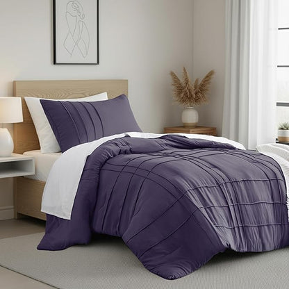 Twin Size Comforter Set Skipper Blue, 2 Pieces Bedding Set, Ultra Soft Prewashed Bed Set, Pinch Pleat All Seasons Lightweight Comforter and Sham