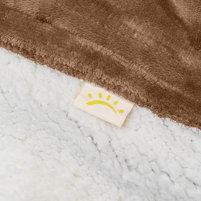 HOMLYNS LuxeHeat Heated Blanket Electric Blanket, Soft Flannel Sherpa Heated Throw, Heating Blanket with 5 Heat Settings, 3 hrs Timer Auto Shut Off (50x60 inches, Coffee)