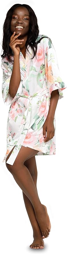 Turquaz Women's Bride Bridesmaids Silky Robe Satin Kimono Robes for Women Lingerie