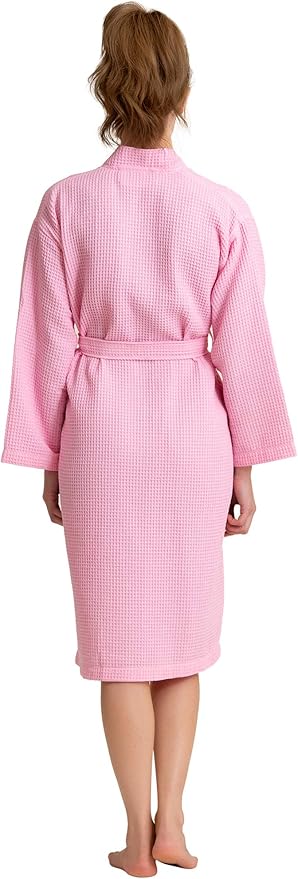 Luxurious Bathrobe for Women - Soft & Absorbent - Lightweigh & Comfort - Long & Kimono - Waffle & Cotton - Hotel/Spa Robe