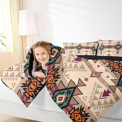 Erosebridal Boho Geometric Bedding Sets Western Comforter Set Full,Ethnic Tribe Arrow Aztec Quilt Indian Tribal Geometric Diamond Triangle Duvet Insert,Exotic Western Room Decor