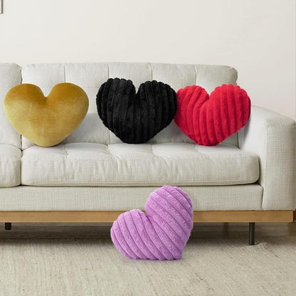 16 Inch Gold Heart Pillow Decorative Throw Pillows, Heart Shaped Soft Fluffy Cute Pillows Cushions for Valentines Wedding Couch Chair Bed Bedroom Room Home Decor Aesthetic (1, Gold, Medium-16"x13")