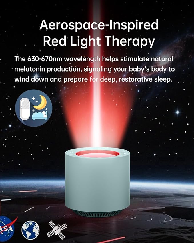 Sleep Sound Machine: Red Light Therapy White Noise Machine with 38 Soothing Sounds & Calming Womb Soother Shusher, Memory Function, Dimmable Nursery Night Light with Timer for Baby Adult Gift (Slate)